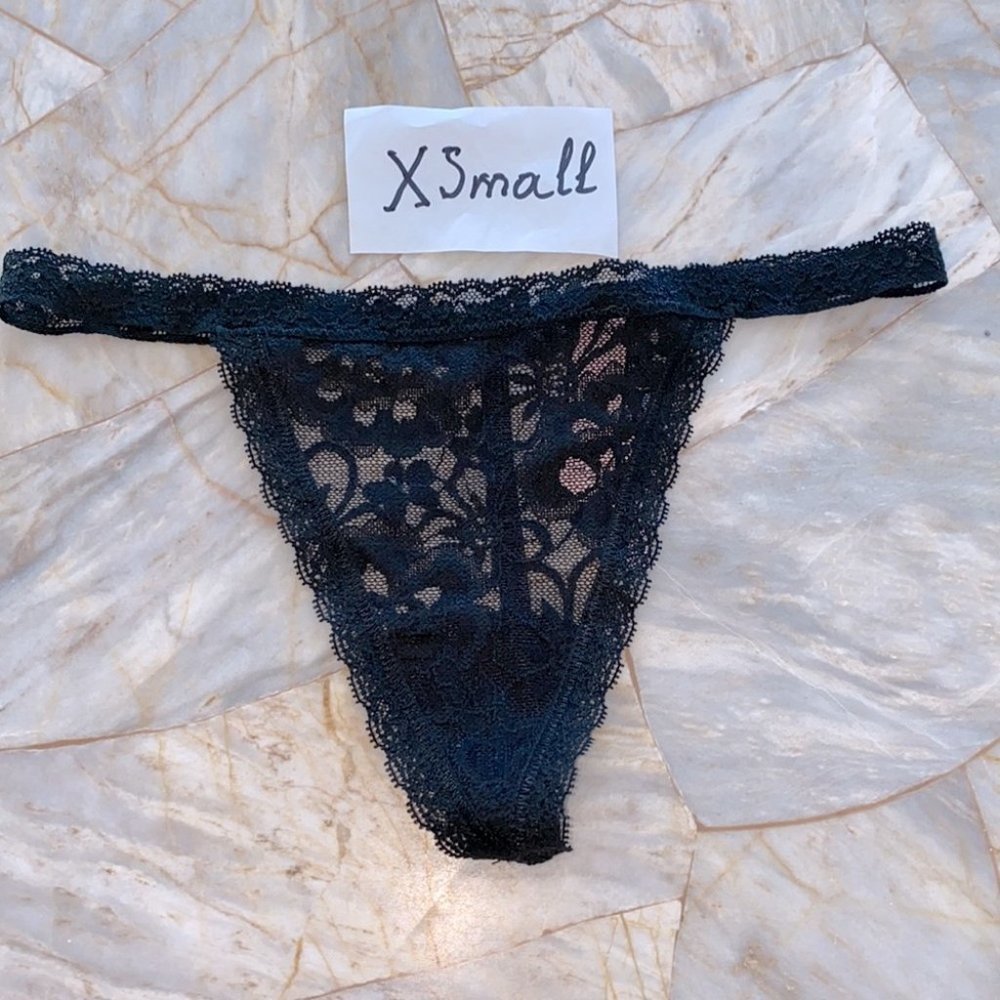 XS Black Lace V-String Very Sexy Thong Panty